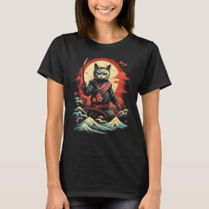 T-shirt Graphique japonais de tatouage rétro de chat Samur