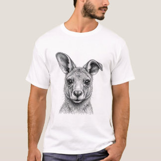 T-shirt graphique Kangaroo Joey noir et blanc Illu