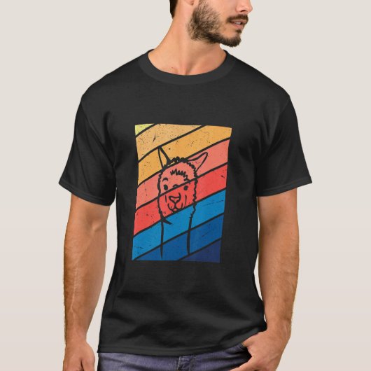 T-shirt graphique lama rétro mignon (Devant)