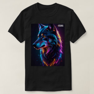 T-shirt graphique loup cyberpunk néon - Wil lumine