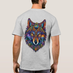 T-shirt graphique loup géométrique coloré - Artist