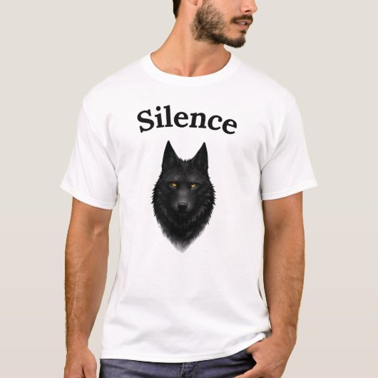 T-Shirt Graphique Loup Noir Silence (Devant)