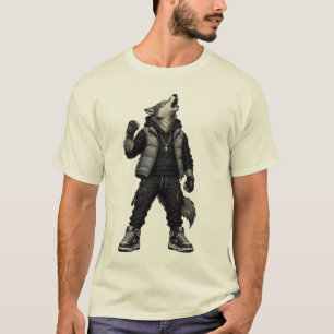 T-Shirt graphique loup streetwear cool Urban Ani