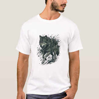 T-Shirt Graphique Loup – Streetwear Masculin de Lu