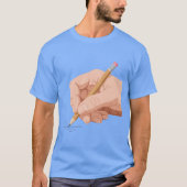 T-Shirt Graphique Main de l'Écrivain avec Crayon (Devant)