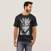 T-Shirt Graphique Masque de Samouraï Noir (Devant entier)