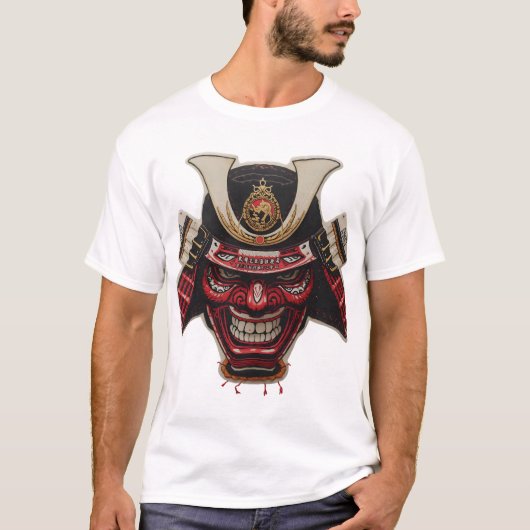 T-Shirt Graphique Masque Oni de Guerrier Samouraï  (Devant)