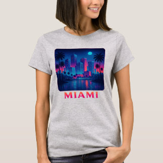 T-shirt graphique Miami Moonrise - Skyline néon
