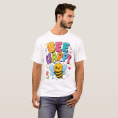 T-shirt graphique mignon avec abeille joyeuse | De (Devant entier)