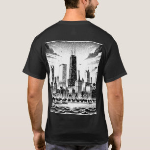 T-shirt graphique moderne à motif Chicago Skyline