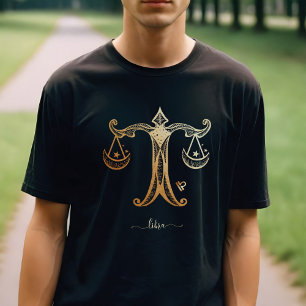 T-shirt graphique monochrome d'or de zodiaque de