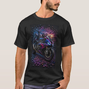 T-Shirt Graphique Mosaïque Art Sport Moto