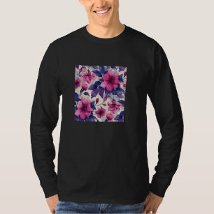 T-shirt Graphique Motif d'aquarelle Fuchsia Flower