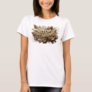 T-shirt graphique orange frappant STOP REGARDEZ