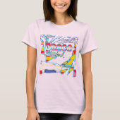 T-shirt Graphique "Paix" avec bleu rose jaune et bleu T (Devant)