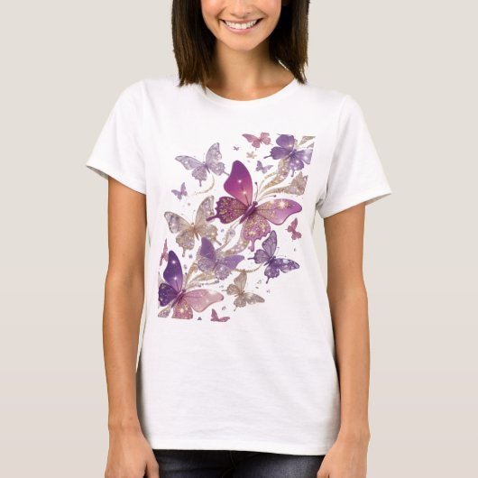 T-shirt graphique papillons violet edgy (Devant)