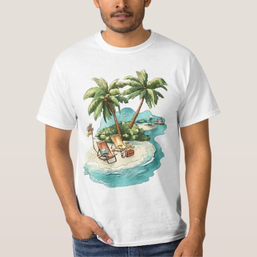 T-Shirt Graphique Paradis de l'Île Tropicale – Rel (Devant)