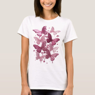 T-shirt graphique PINK BUTTERFLIES argenté spiritu