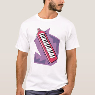 T-shirt Graphique portatif rose de piano du clavier 80s de