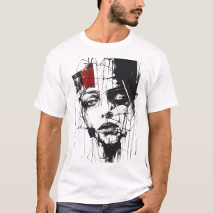 T-Shirt Graphique Portrait Expressionniste Abstrai