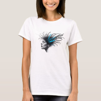 T-Shirt Graphique pour Femme Portrait Pensée Abstr