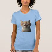 T-shirt Graphique réaliste de chat souriant (Devant)