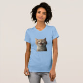 T-shirt Graphique réaliste de chat souriant (Devant entier)