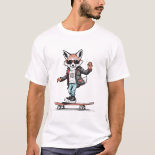 T-shirt Graphique Renard Skateur Cool