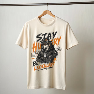 T-shirt graphique « Restez affamés, poursuivez plu