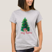 T-shirt Graphique rétro Arbre de Noël avec Présents Femmes (Devant)