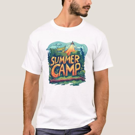T-Shirt Graphique Rétro Camp d'Été (Devant)