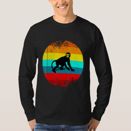 T-shirt Graphique Rétro D'Animal De Ferme Avec Un Singe Vi (Devant)