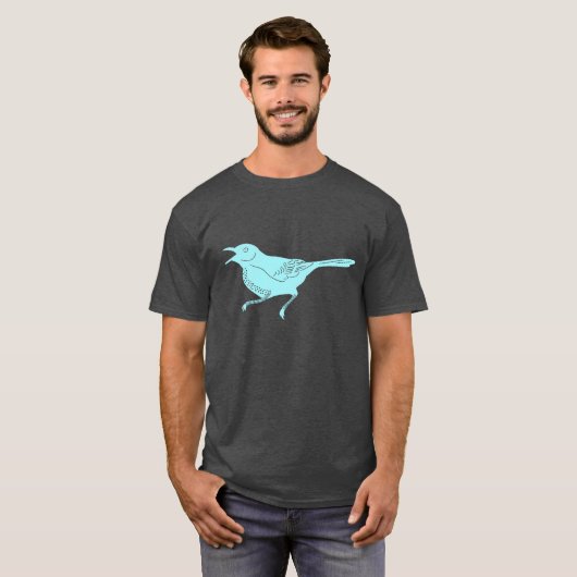 T-shirt Graphique rétro d'Aqua Blue Mockingbird State Bird (Devant entier)