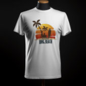 T-shirt Graphique Rétro Surf Couché de Soleil à Long Beach