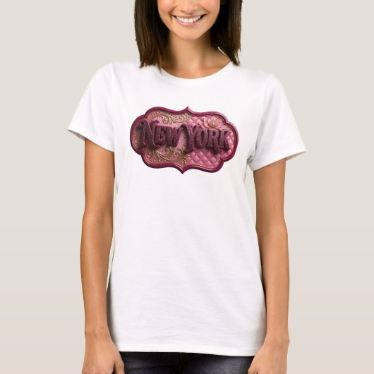 T-shirt graphique rose dynamique NEW YORK (Devant)