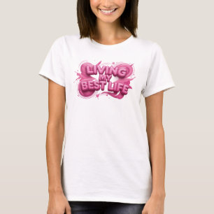 T-shirt graphique rose frappant JE VIS MA MEILLEUR