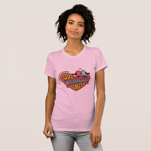 T-shirt graphique rose "Love Without Limits" pour (Devant entier)