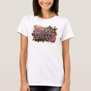T-shirt graphique rouge accrocheur TOO PRETTY