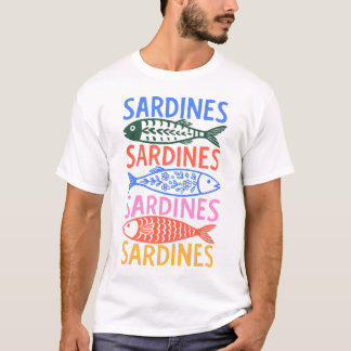 T-Shirt Graphique Sardines d'Été Italien Coloré