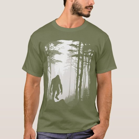 T-shirt Graphique Sasquatch Silhouette Sasquatch Forêt Mis (Devant)