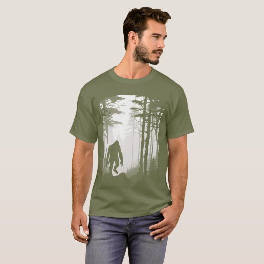 T-shirt Graphique Sasquatch Silhouette Sasquatch Forêt Mis (Devant entier)