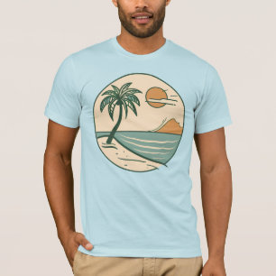 T-shirt graphique scène de plage tropicale minimal