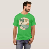 T-shirt graphique scène de plage tropicale minimal (Devant entier)
