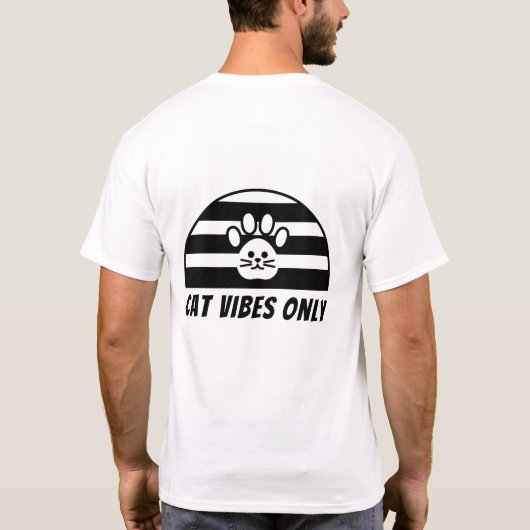 T-Shirt Graphique Simple Patte de Chat Vibes de Ch (Dos)