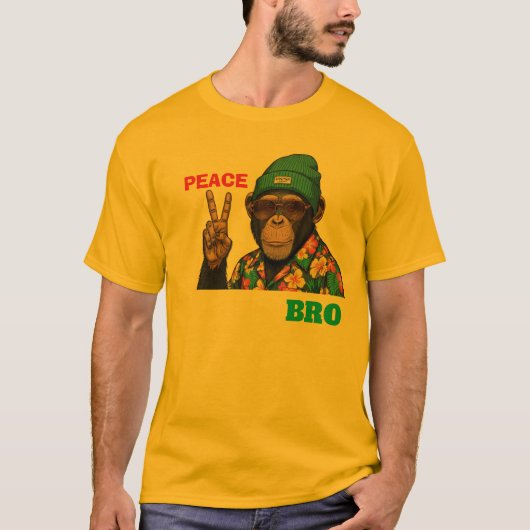 T-Shirt Graphique Singe Peace Bro - Cool Monkey (Devant)