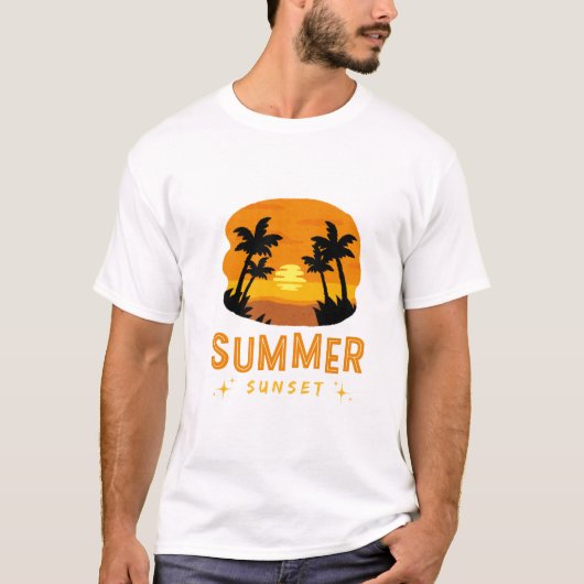 T-shirt graphique soleil du soir d'été (Devant)
