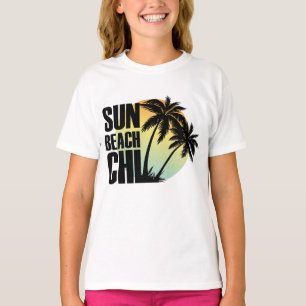 T-shirt Graphique Sun, Beach & Chill Palm Tree