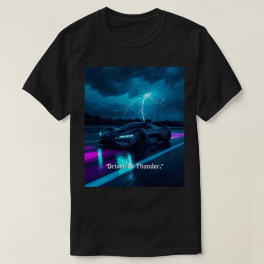 T-Shirt Graphique Tempête Éclair Hypercar Cyberpun (Design devant)