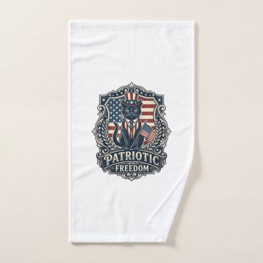 T-shirt graphique vectoriel de chat noir patriotiq (Serviette à main)