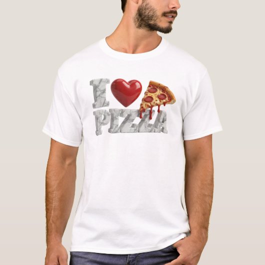 T-shirt graphique vibrant gris J'ADORE PIZZA (Devant)